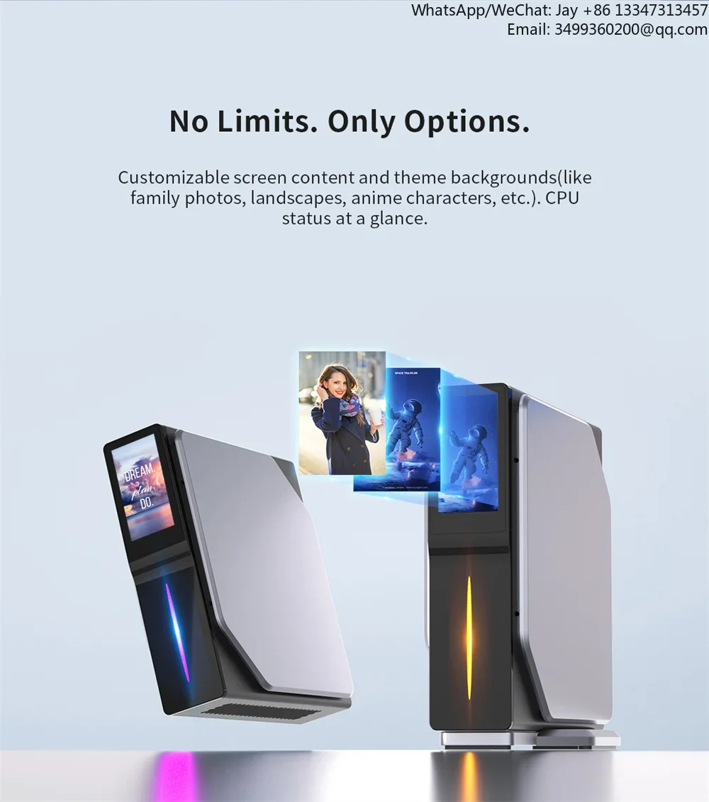 개인 맞춤형 LCD 디스플레이 S1Mini PC 듀얼 LAN 마그네틱 커버 16GB DDR4 512GB SSD N100 N150 윈도우 11 미니 PC