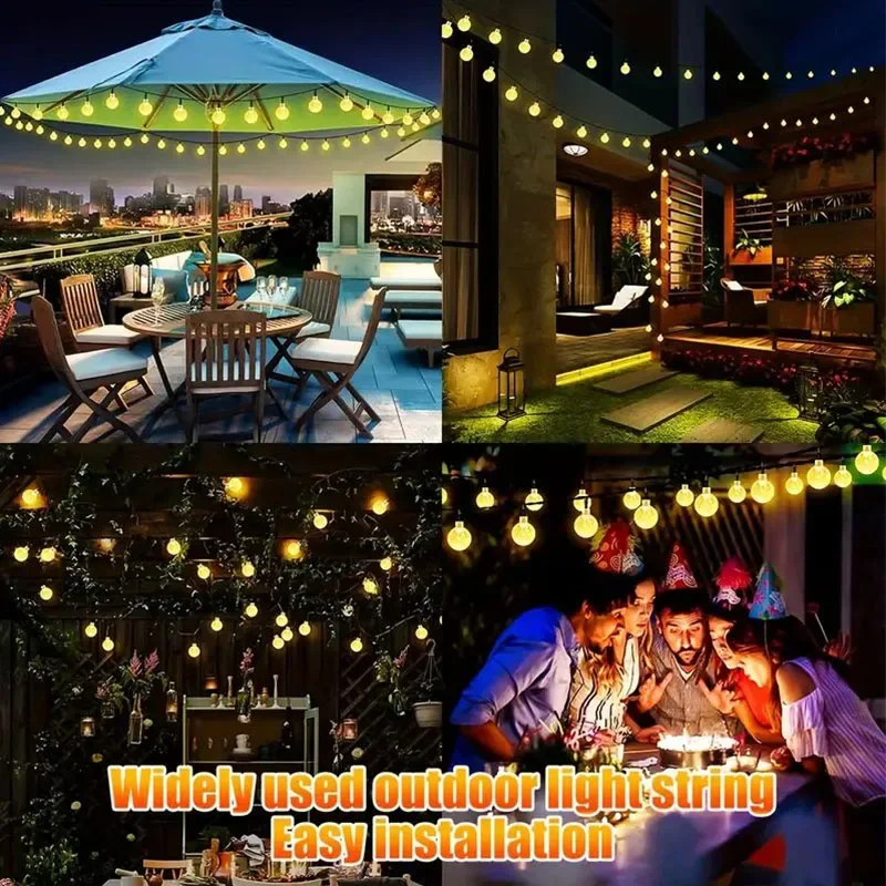 thumbnail image 2 of Solar String Lights Outdoor 60 Led 35.6 Ft Crystal Globe Lights With 8 2 of 11