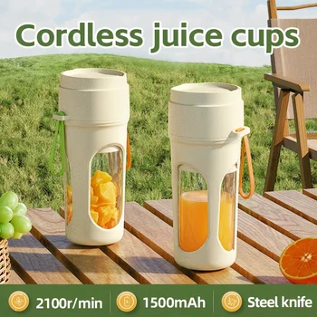 Portable Blender Electric Juicer 450ml 12 Blades USB Charging Mini Mixing Cup Smoothie Milkshake Fruit Juice Cup with Straw 1