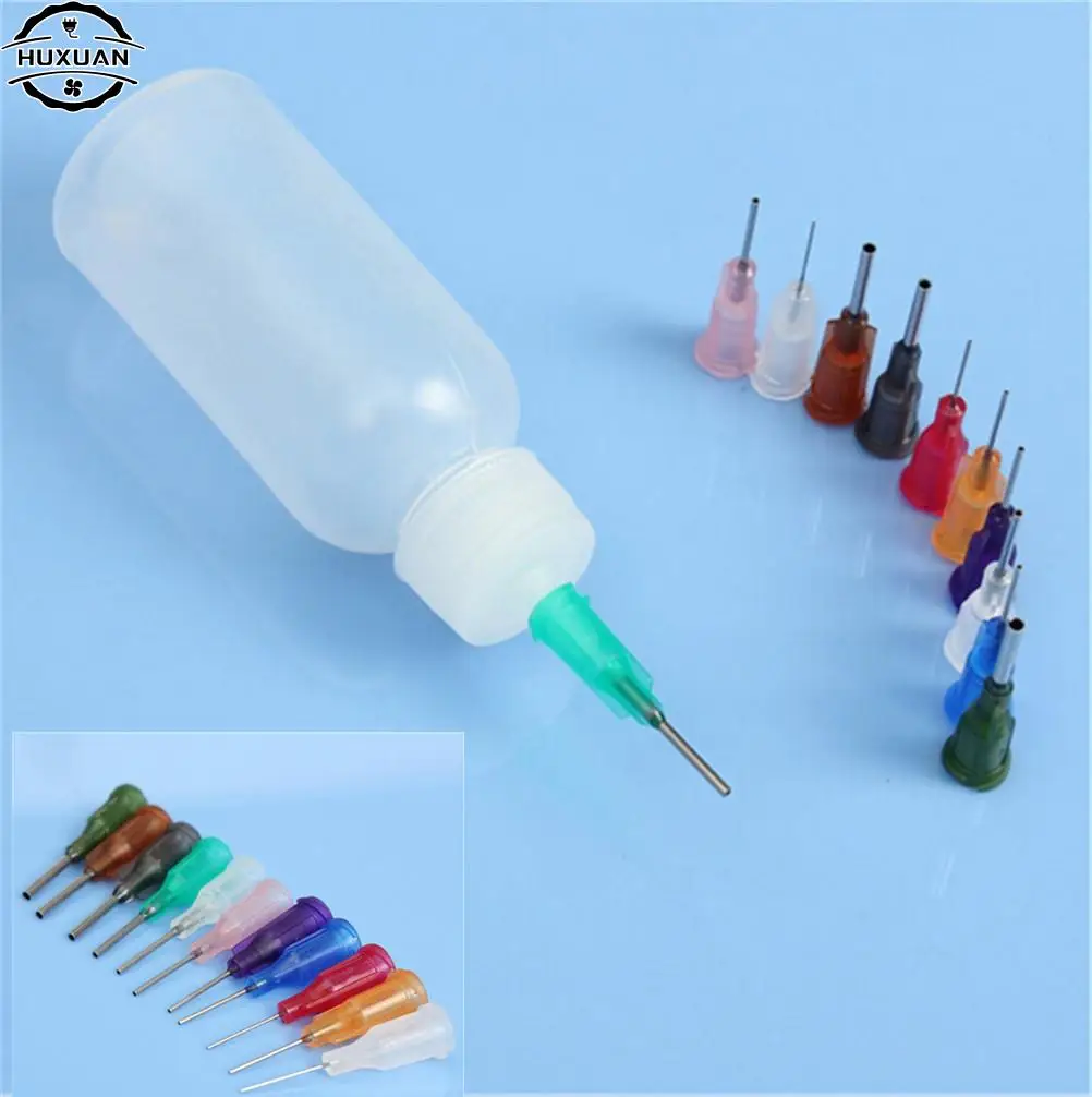 One Set 30ML Empty E-liquid Plastic Rosin Flux Alcohol Bottle For Dispenser Rosin Solder Flux Paste +11 Needles Tool Parts