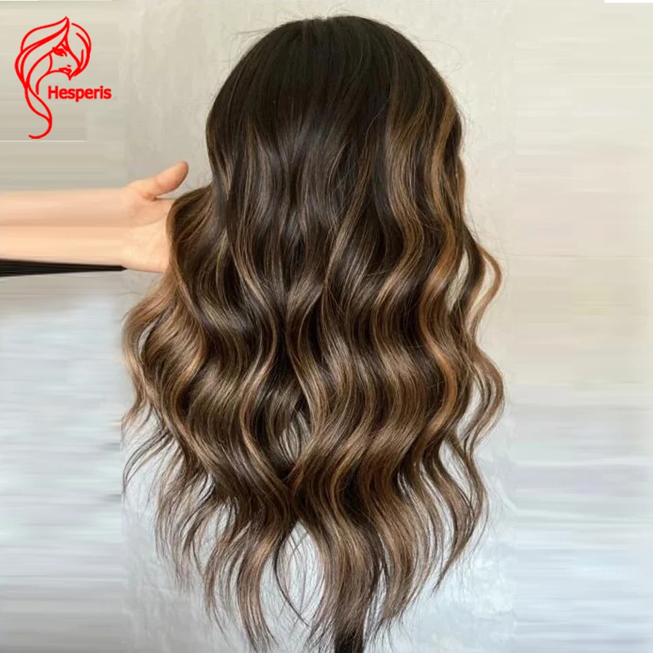 Hesperis Balayage Color Lace Front Human Hair Wigs Brazilian Remy Body Wave Dark Blonde Highlight Deep Part Wig Pre Plucked