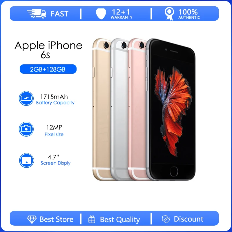 

Original Apple iPhone 6s Unlock Used Mobile Phone 16GB/32GB/64GB/128GB ROM 4.7" Dual-core 12MP 1715mAh 4G LTE Smartphone