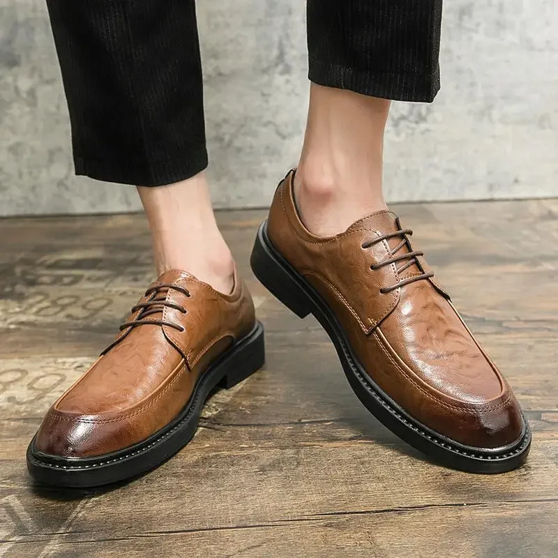 

Men's Shoes Spring New Leather Shoes Men's Business Height Increasing Insole Trendy Casual Shoes Young Men's Sports