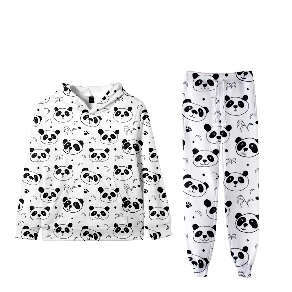 

New Listing 3D Full Print Panda Hoodies and Pants Men Women Two Pieces Sets Fashion Long Sleeve Autumn Kids Animal Hooded Suits