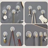 8 PCS Acrylic Transparent Hook Strong Adhesive Kitchen Living Room Bathroom Wall Multifunctional Towe Key Clothes Hats Storage 4