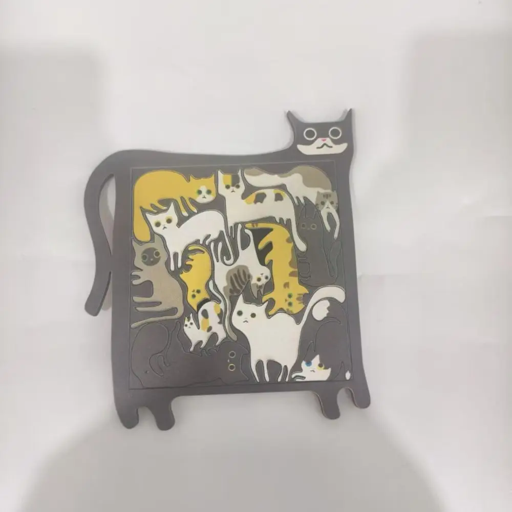 Wooden Cat Puzzle Game Brain Burning Special-shaped Cat Figurine Puzzle Building Block Table Games Animal Puzzle Pocket Travel