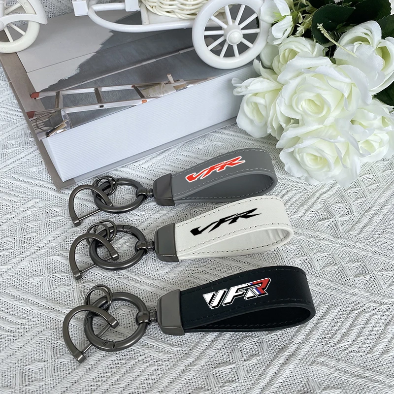 For HONDA VFR 750 800 1200 F vfr1200 VFR750 VFR800 Top layer cowhide motorcycle KeyRing Keychain accesorios Support custom