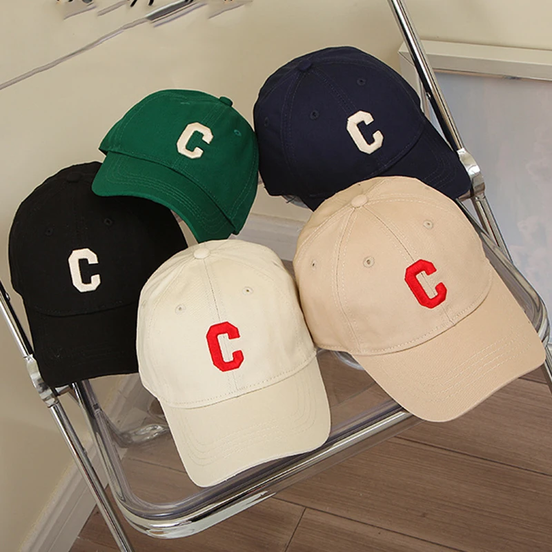 Letter C Embroidered Baby Baseball Cap Solid Color Children Snapback Hat for Girls Boys Casual Kids Adjustable Sun Visors