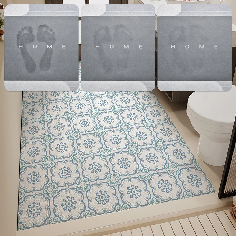 Bathroom Carpet Non-slip Bath Absorbent Floor Mat Quick Drying Toilet Entrance Doormat Retro Patterns Rug Alfombra De Baño 욕실 카펫