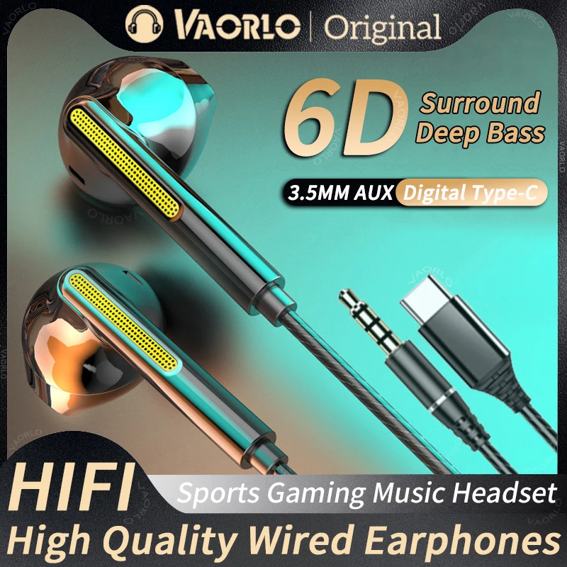 6DHeavyBassHeadset3.5MMAUX/Type-CDigitalHifiWiredEarphoneWithHDMicNoDelaySportsMusicEarbudsForSamsungAndroid-AliExpress44