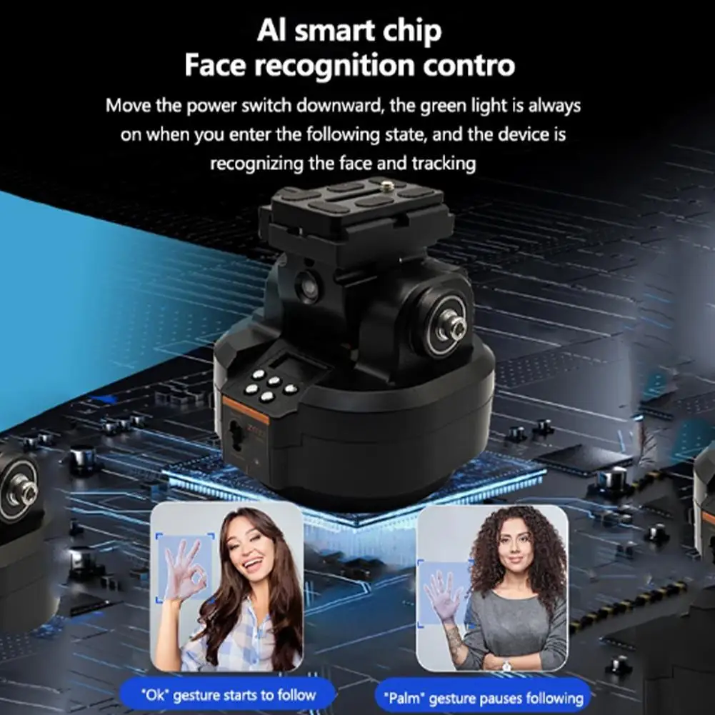 ZIFON YT-2000 삼각대 안정기 스마트 페이스 트래커 카메라 폰 스탠드(원격 제어 포함) 파노라마 헤드 전동 회전