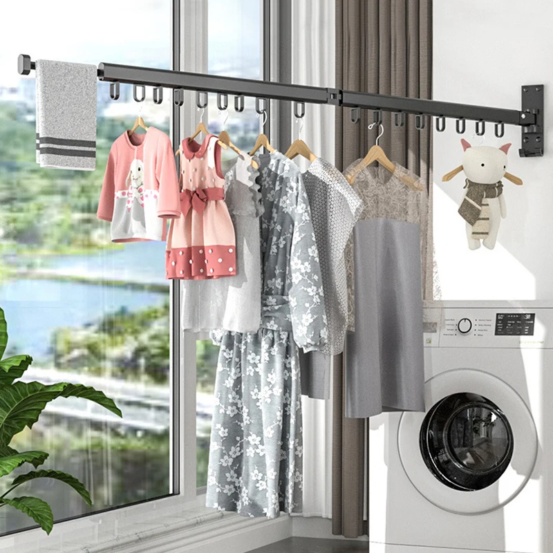 Dryer Rack Folding Wall Mount Clothes Hanger Laundry Room Hanger