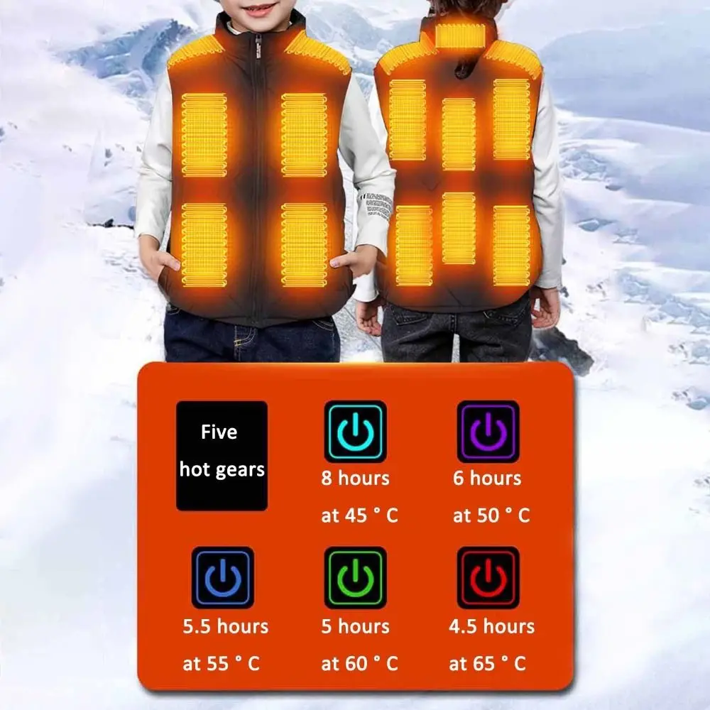 Heated Vest 13 Heating Zones USB Charging Washable for Boys Girls