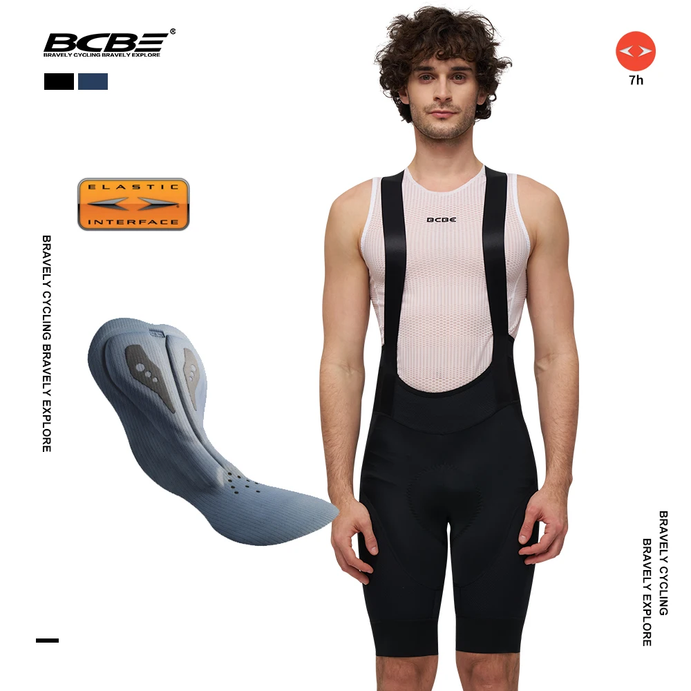 BCBE Men Cycling Bib Shorts Pro 7Hours Italy Elastic Interface Pro Team Pad Riding Bib Shorts MTB Road Bike Tights Cycling Short