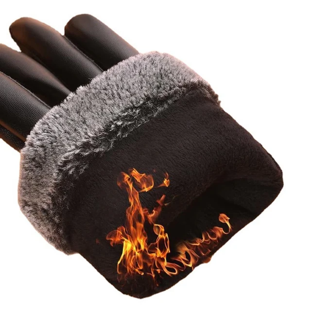 Winter Glove Windproof Warm Leather Glove Waterproof Touchscreen Anti Slip Cashmere Lining Cycling Running Ski Full Finger Glove 4