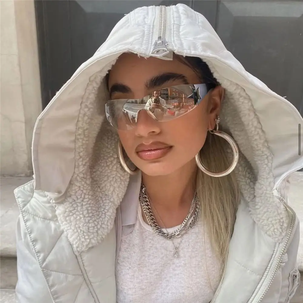 New Y2K Rimless Punk Sunglasses Goggle Women Men Luxury Brand Wrap