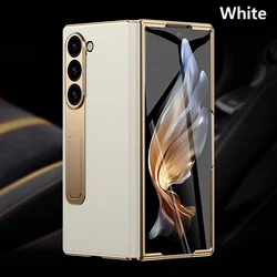 LANGSIDI Étui en cuir premium avec charnière magnétique plaquée or et film miroir