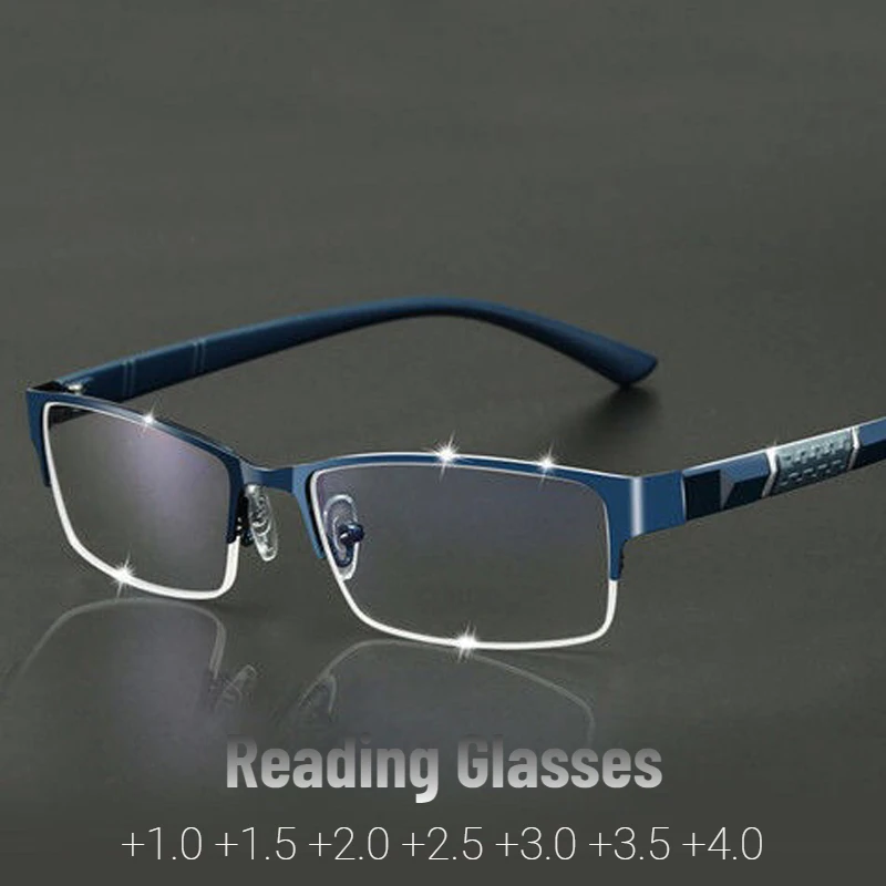 Metal Antiblue Light Reading Glasses Farsighted Eyeglasses Men
