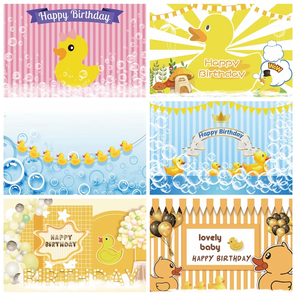 

Yellow Duck Photography Backdrop Bubble Newborn Birthday Baby Shower Photo Shoot Photography Background For Photo Studio
