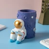 Astronaut Pen Holder Round Pen Holder Spaceman Figurine Statues Ornament Storage Pencil Holder Makeup Brush Holder Desk Decor 1