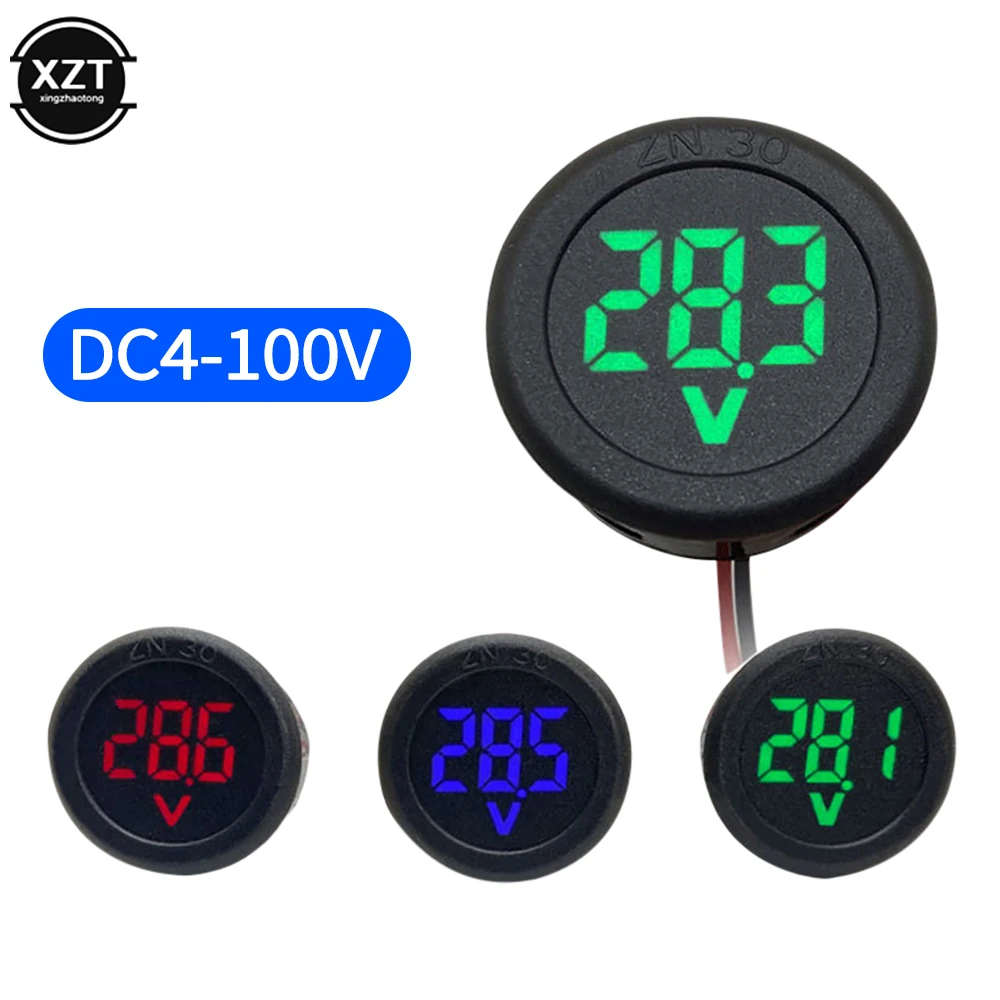 

DC5-100V Digital Voltmeter LED Digital Display Circular Voltmeter Car Voltage Current Meter Volt Detector Tester Monitor Panel