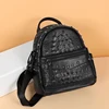 100% Real Leather Women Backpack Rivet Female Daily Crocodile Pattern School Bag for Girls Teenagers Travel Bag Leather rucksack 2