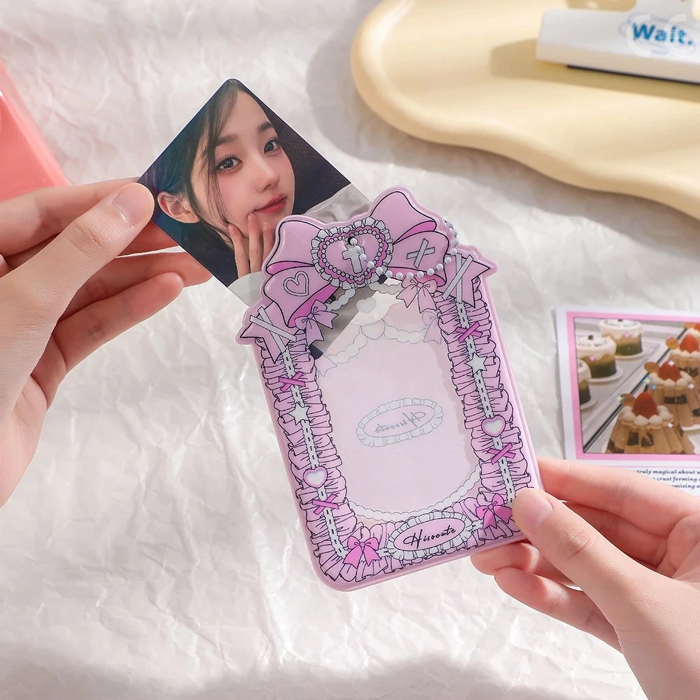 Card Holder Cake Lace Kpop Photocard Holders 3Inch Sweet Girls Kawaii Stationary
