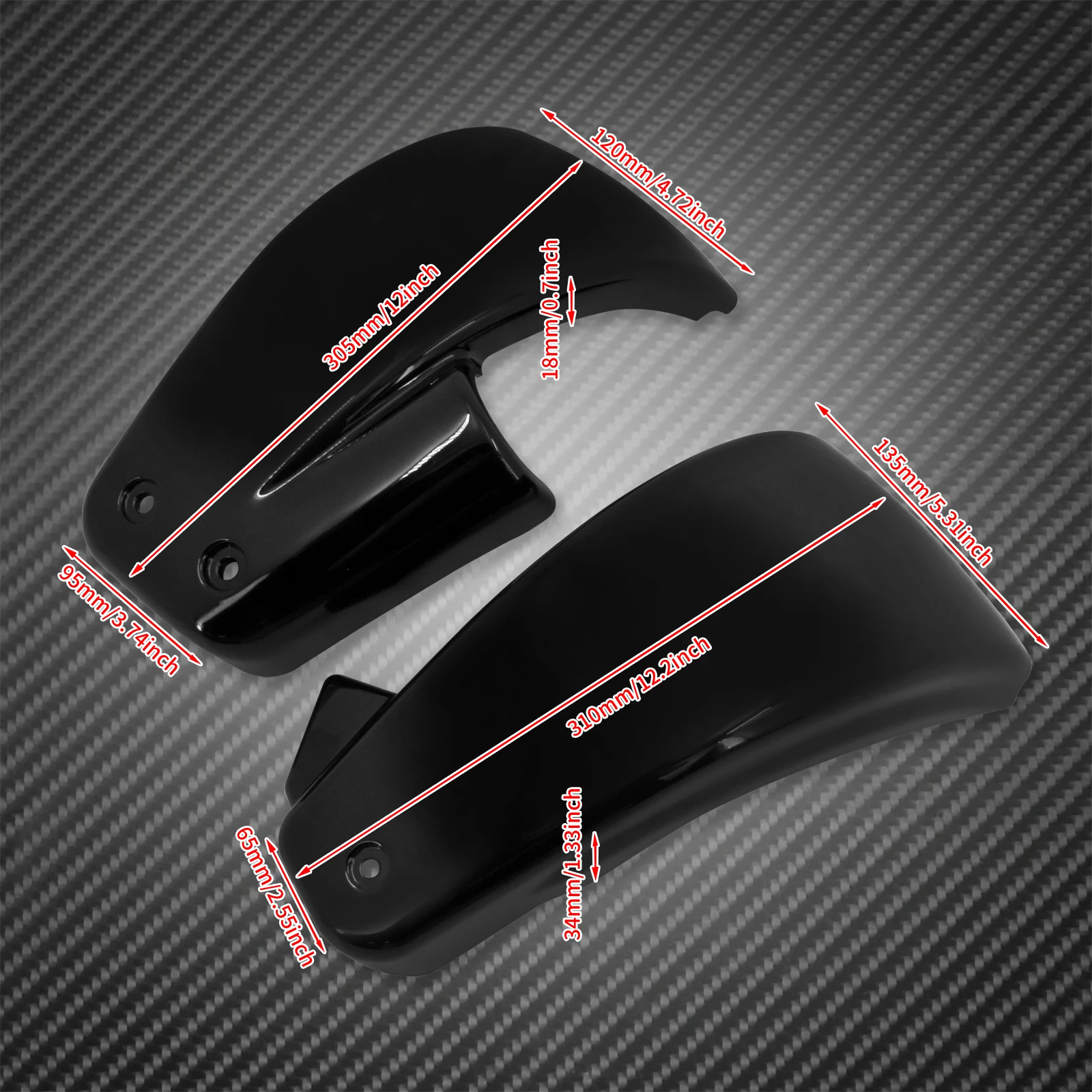 Gloss Black Battery Side Fairings For Harley M8 Softail FXDR 2018 – ABS Plastic, Pair