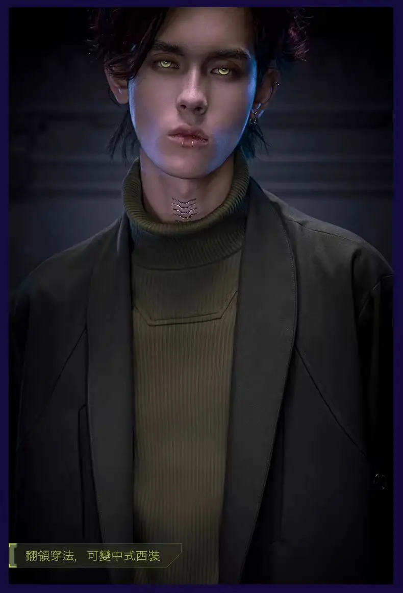 XEvil cyberpunk  Minimalist tang suit kimono short sci-fi dystopian
