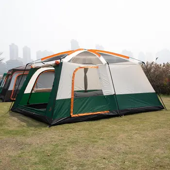 KTT Extra Large Tent 10-12-14 Person(B),Family Cabin Tents,2 Rooms,3 Doors and 3 Windows with Mesh,Straight Wall,Waterproof,Doub 6