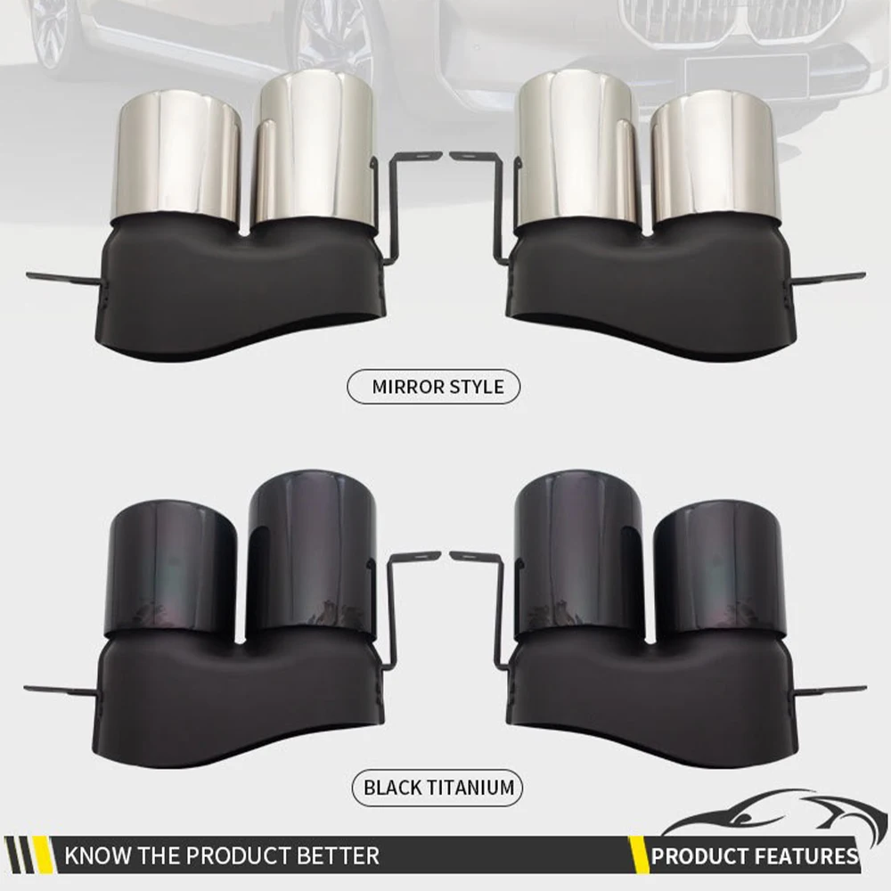 304 스테인레스 스틸 배기 팁 머플러 팁, BMW G20, G21, 330i, 325i, M340i, 2017-2021, 4 아웃 블랙 테일 파이프 깍지, 1 쌍