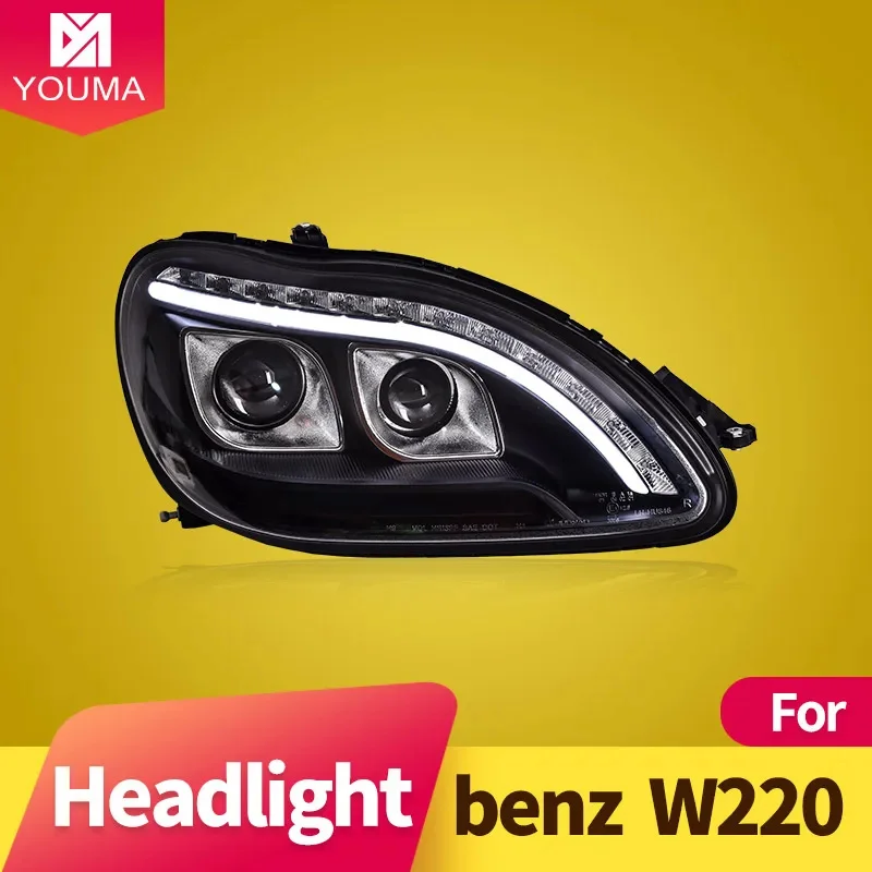 

Стайлинг автомобиля, передняя фара для Mercedes-benz S-class W220 1998-2005, головного света, фары головного света, объектив проектора DRL, автомобильные аксессуары