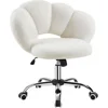 Boucle Upholstered Desk Chair Cloud-Shaped Vanity Chair Adjustable Home Office Chairs Computer Chairs with Rolling Wheels 1