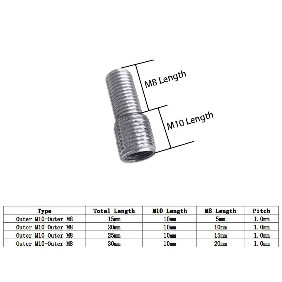 3pcs Outer M10 To Outer M6 M8 Adapter Screw M12 To M10 Threaded Tube Screw Pitch 1.0mm Tooth Tube Converter Nut Adapter thread adapter