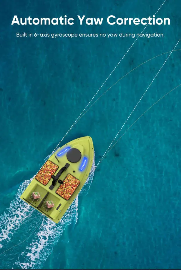 Détail du système de navigation GPS sur le bateau de pêche RC SMT-19Y, écran affichant les coordonnées.