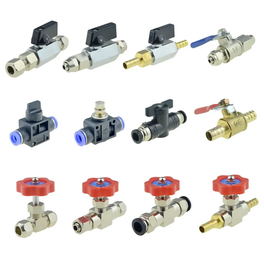 Pneumatic Ball Valve Quick Fitting 4 6mm 8mm 10mm 12mm Compressor Air Hose Water Tube Needle Adjust Flow Control Crane Coupling