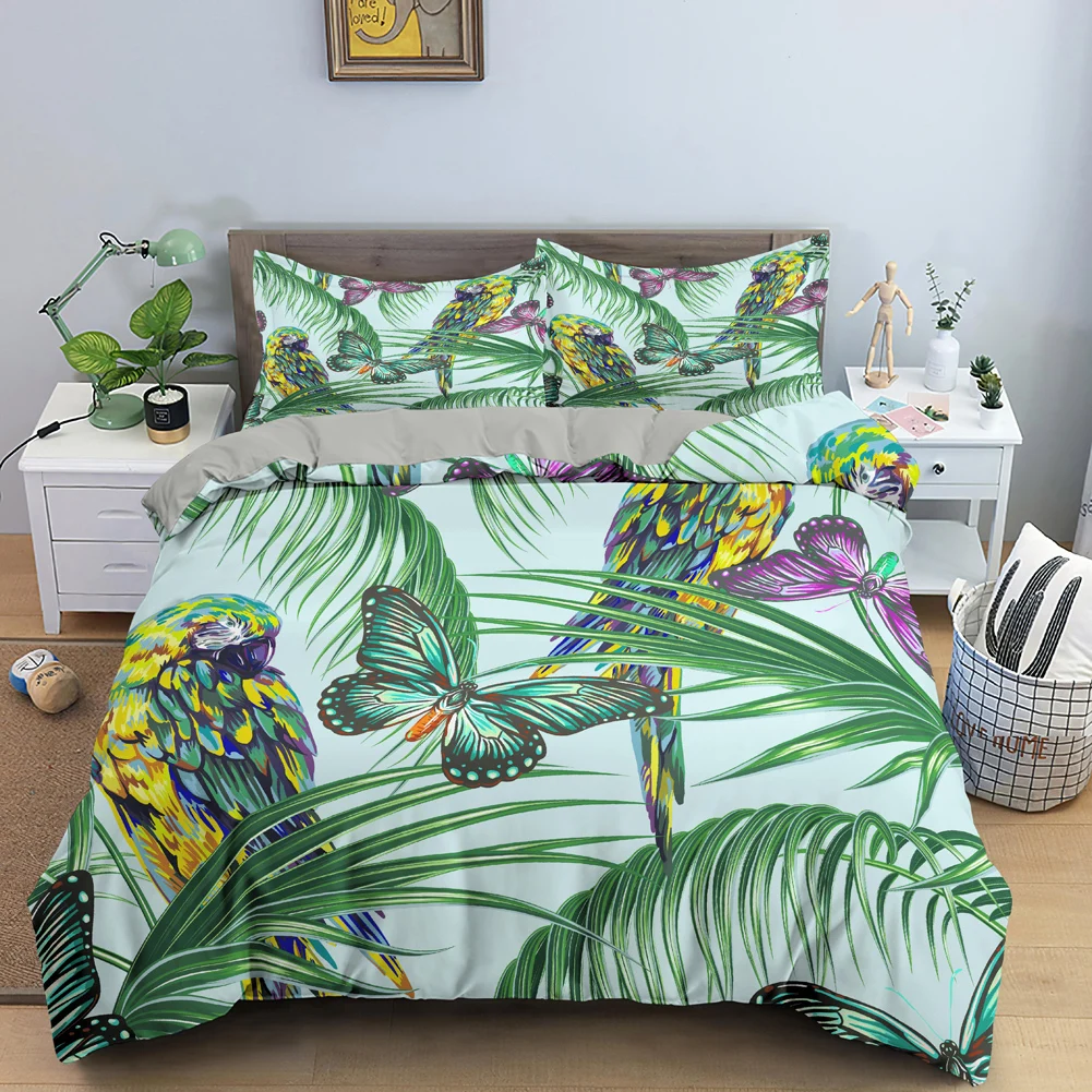ABAKUHAUS Set copripiumino per letto singolo, Foglie autunnali ritmiche, Antiacaro, Adatto a chi soffre di allergie, con federa, 135 cm x 200 cm - 80 x 80 cm, Salmone multicolore
