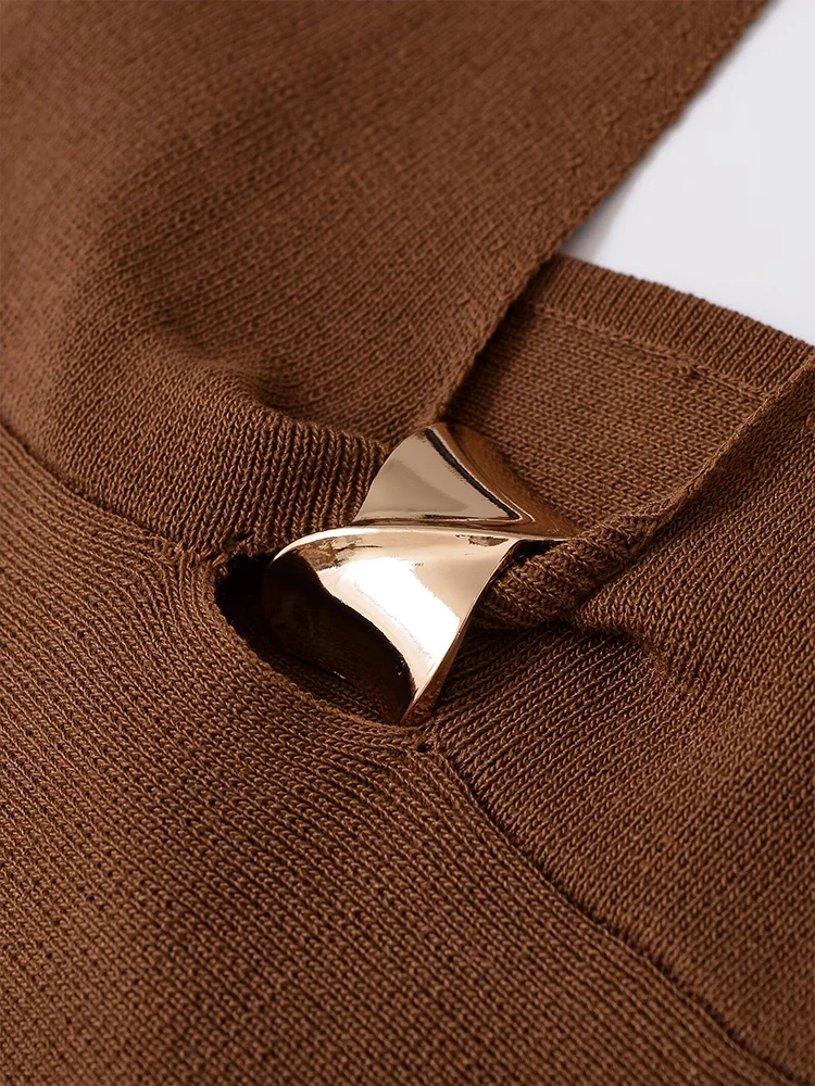 TFMLN Elegant Women Halter A-line Knit Tops 2025 Spring Summer Sexy V Neck Knitted Tank&Camis Fashion Casual Sleeveless Tops