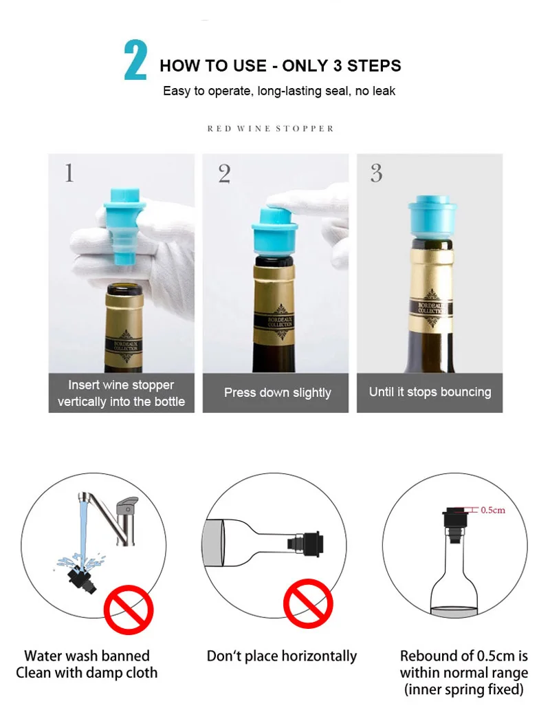 Description Picture 6 of itemLeak-proof Wine Bottle Stoppers, Wine Cork, Freshness Locking Drink Caps, Time Indicate, Vacuum, 1Pc