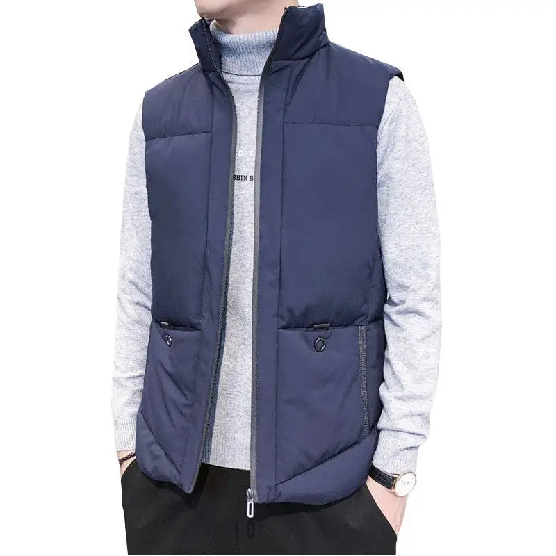 Autumn Winter KPOP Fashion Style Harajuku Slim Fit Vest Loose Casual All Match Singlet Thickening Pockets Patchwork Outerwear