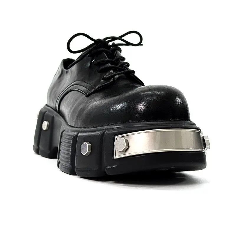 Cleanfit Niche Tilta Derby  Men's High-Grade Functional round Toe Leather British Thick Sole Increased by Big Head Shoes
