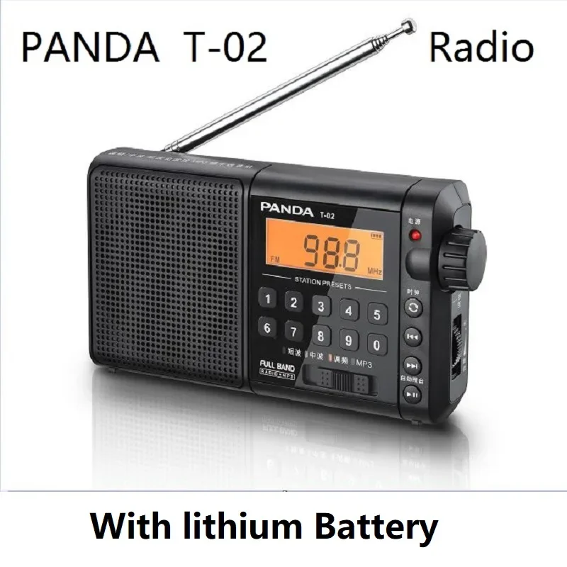 PANDA T-02 라디오 올 밴드 휴대용 시니어용 FM 반도체 MP3 재생 메모리 기능 충전식 큰 소리 라디오 스피커