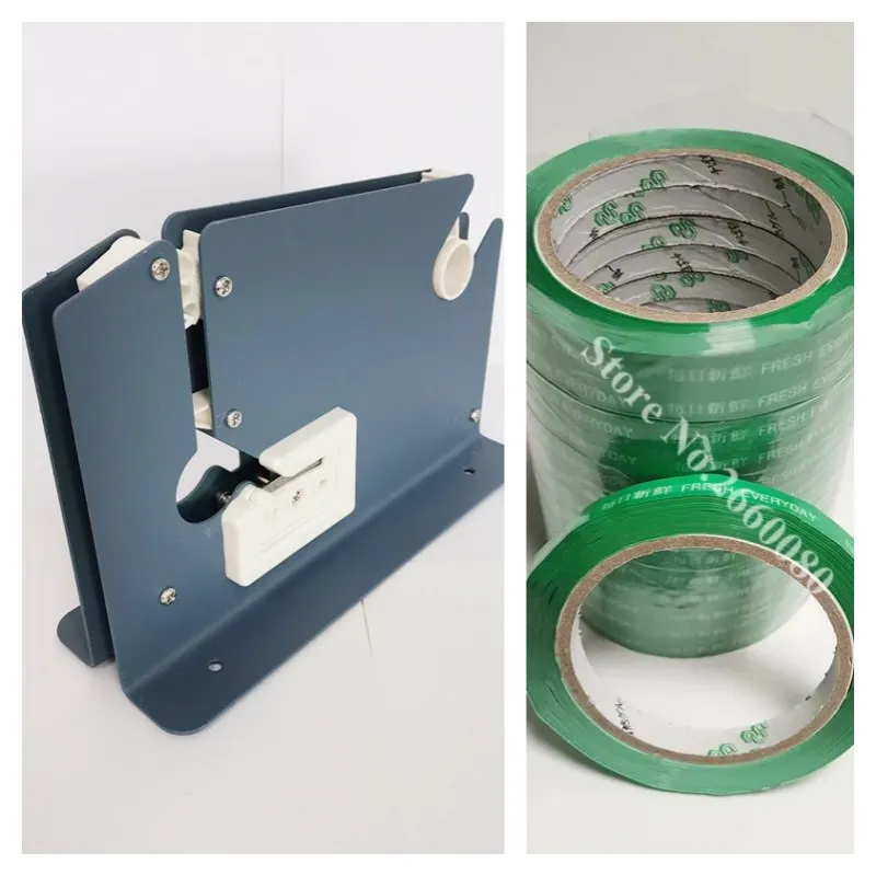 

Metal Bag Neck Tape Sealer 12mm Metal Tape Dispenser with Trimmer Cutter & 10pcs tape 11mm width 100m Length