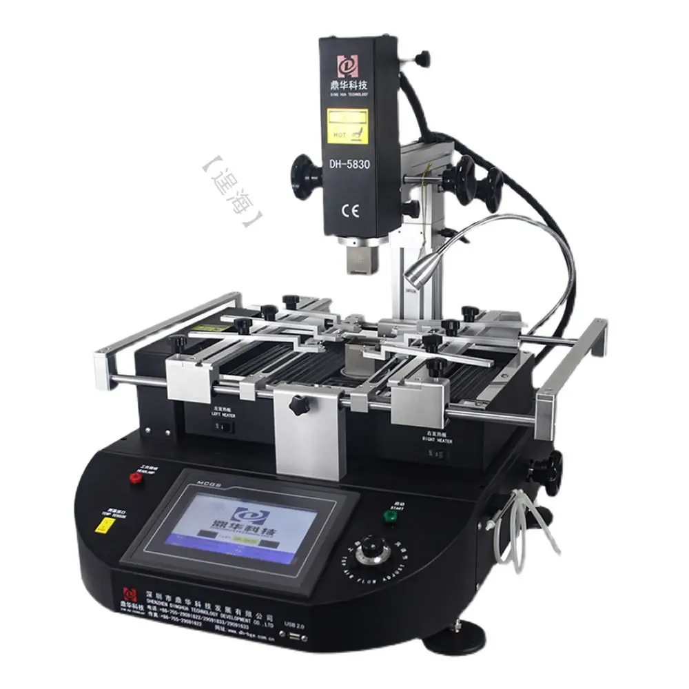 

DH-5830 Hot Air BGA Chips Rework Station Touch Screen 3 Independent Heater Temperature Zones SMD PCB Soldering Repairing Machine