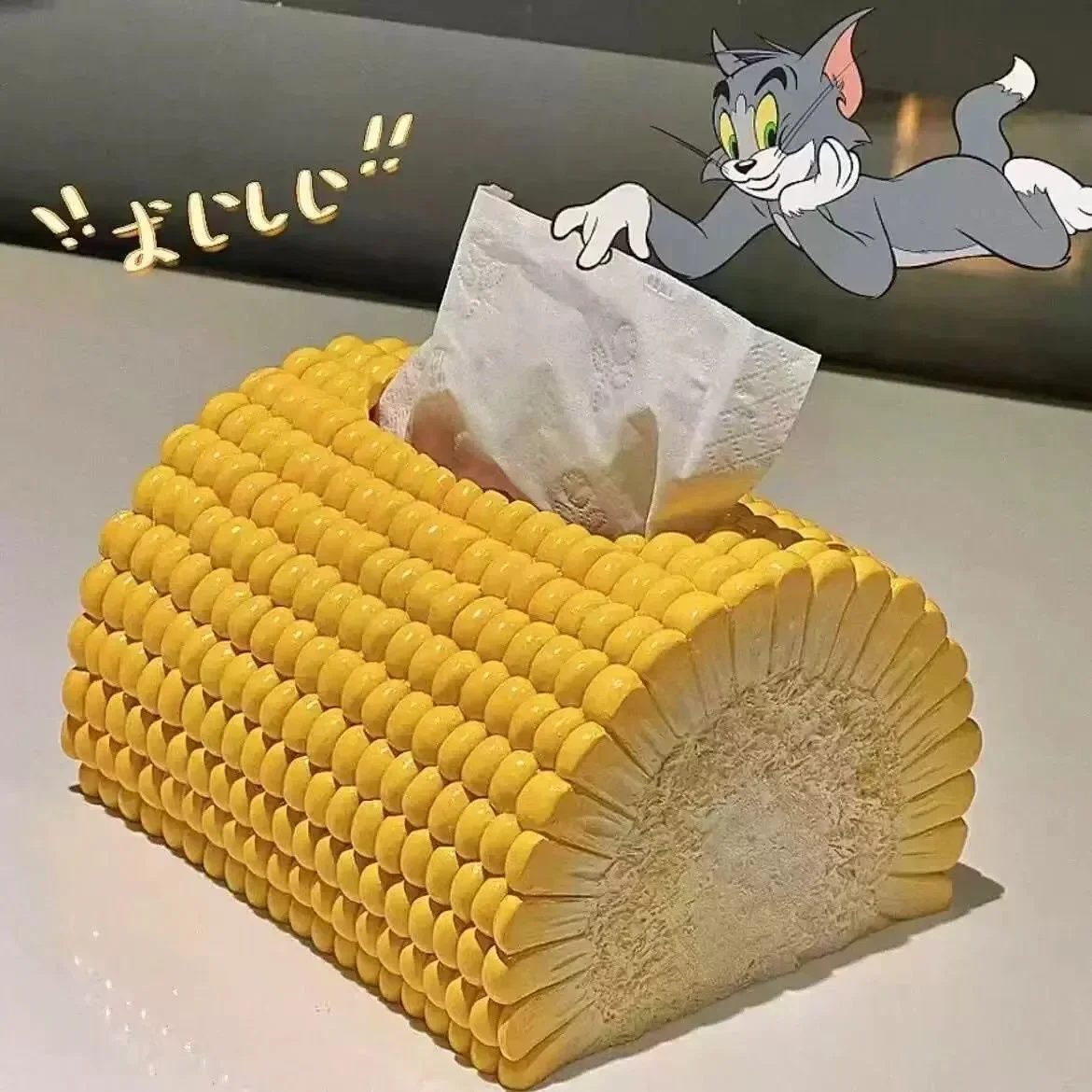 2025 New Creative Corn Paper Box Living Room Household Tissue Box Tea Table Desktop Decoration Personalized Storage Box