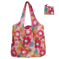 Eco-Friendly Foldable Tote Bag | Reusable Large-Capacity Grocery and Shopping Bag (Pink Flower)