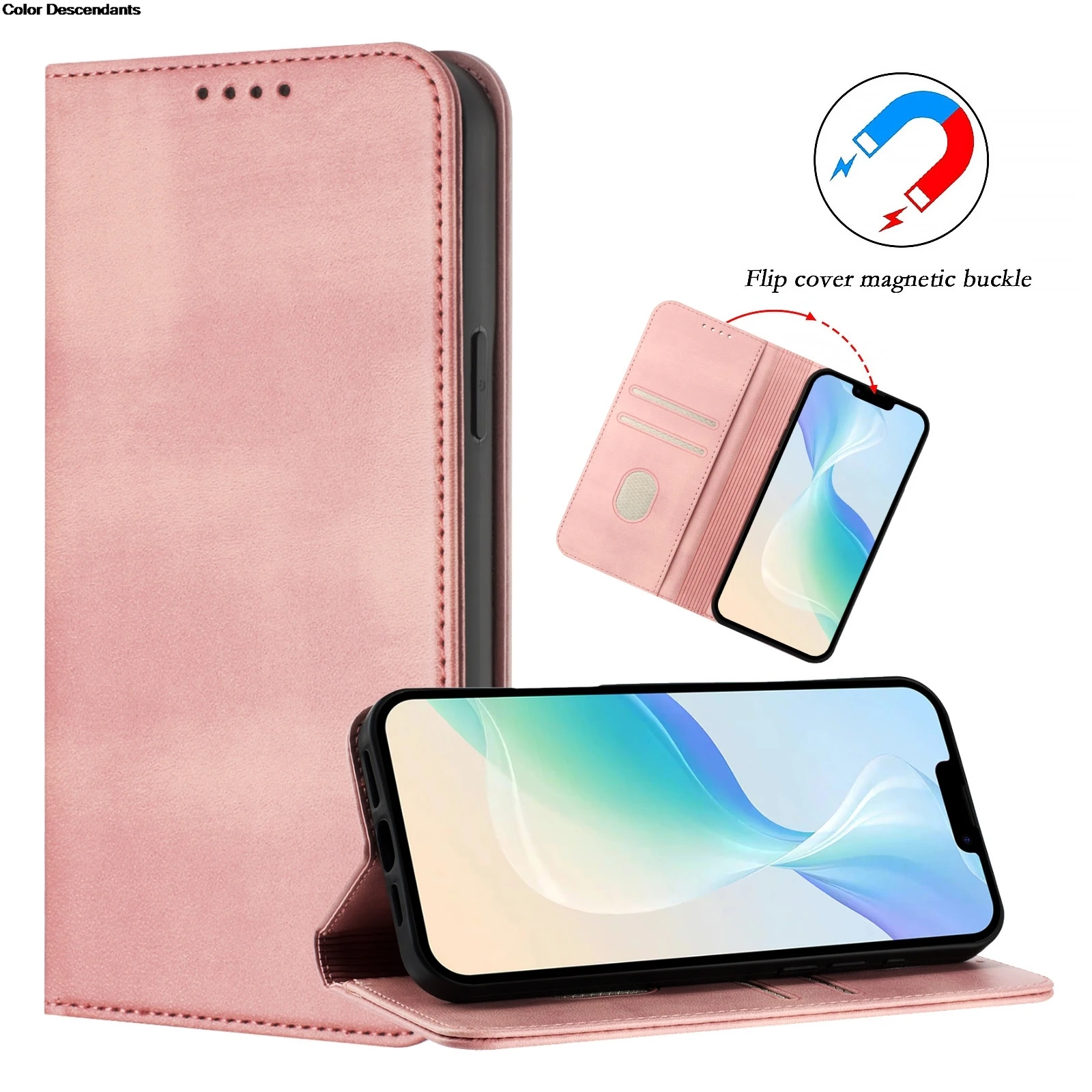 Luxury Leather Magnetic Case with Card Slots and Shockproof Book Cover