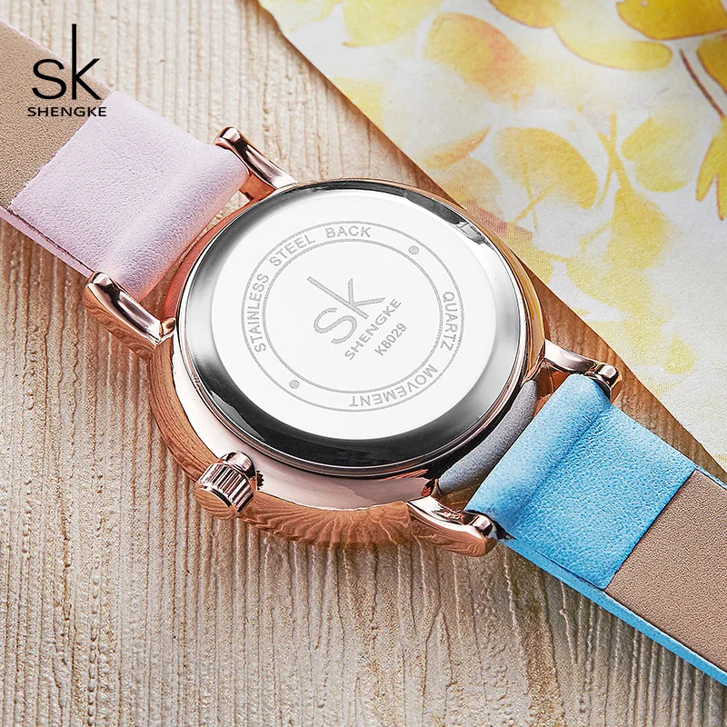 Shengke Creative Color Leather Watches Women Ladies Quartz Watch Relogio Feminino SK Women Wrist Watch Montre Femme #K8029 5