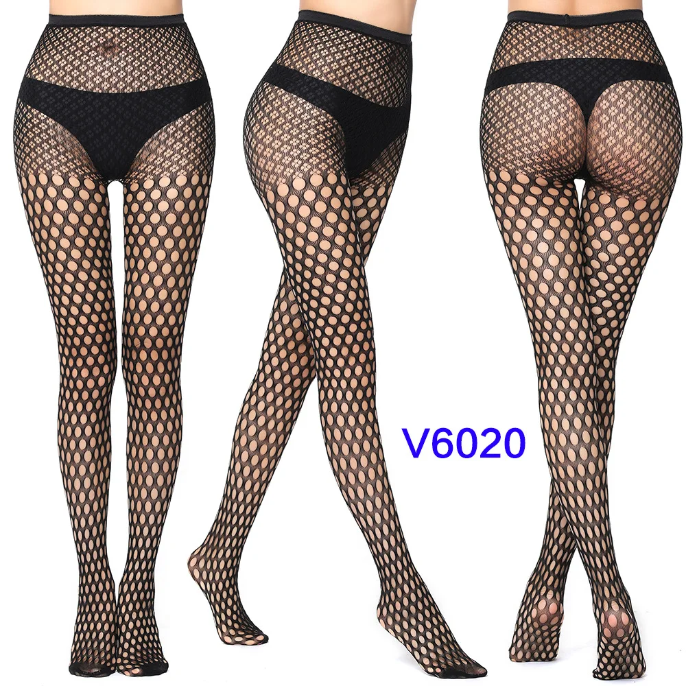 Women's Gothic Lace Fishnet Pantyhose – Seamless Jacquard Weave Garter Stockings
