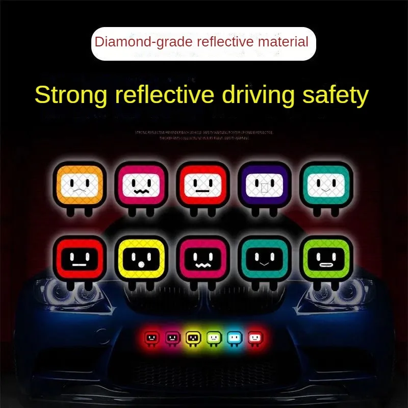 Vehicle Stickers 10PC Decorative Reflective Motorcycle Personality Cute Square Car Body Stickers Helmets Shielding Scratches